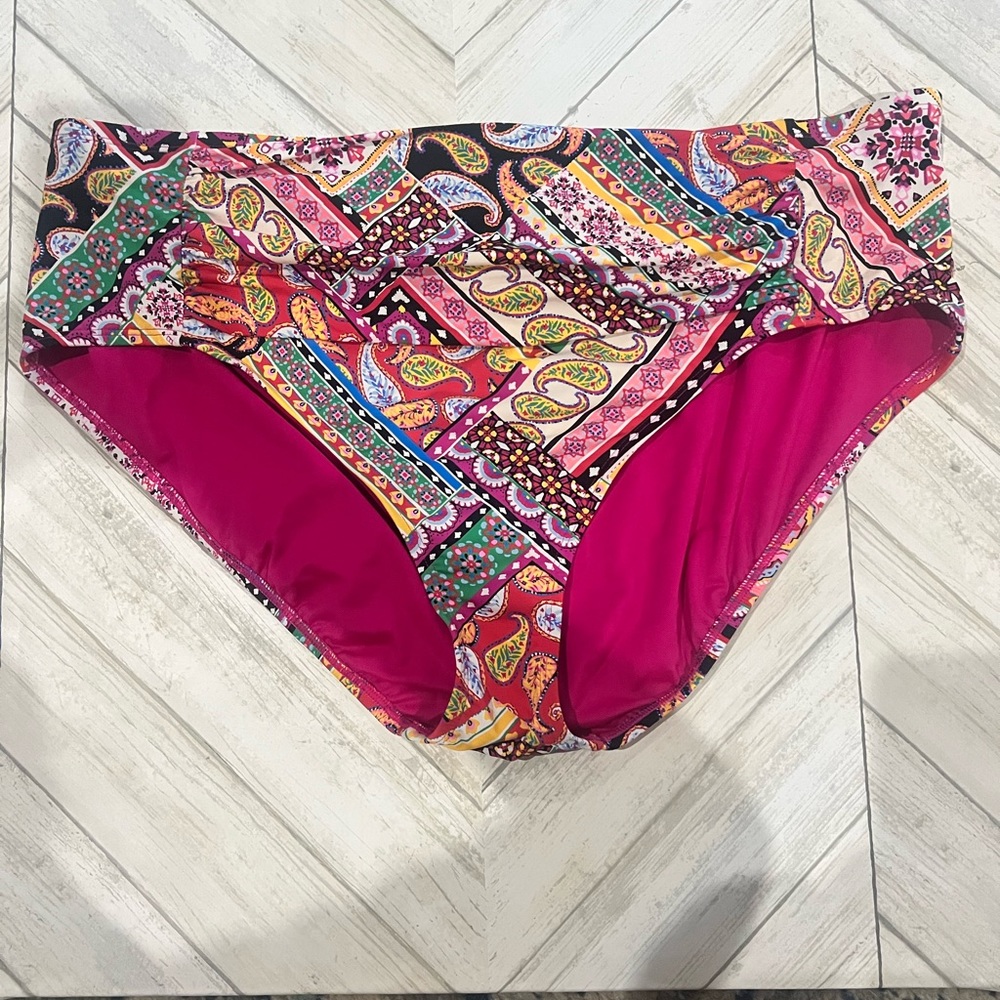 NWT Bleu Rod Beattie Bikini Bottom/ Bohemian print size 20W, bright colors